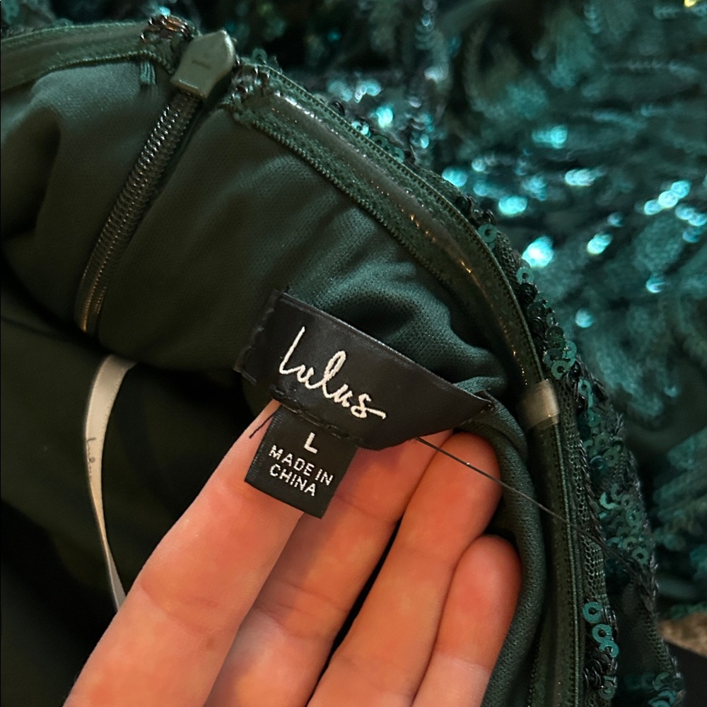 Lulus Emerald Green Sequin Strapless Mermaid Gown - Picture 3 of 4